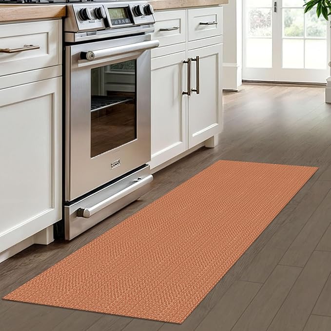 IOHOUZE Washable Runner Rug 2x6 Non Slip Runners for Hallways Entryway Runner Indoor, Kitchen Rugs Woven Cotton Floor Carpet for Kitchen Hall Entrance Bedroom, Rustic Orange