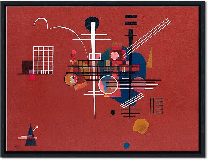 Wieco Art Framed Canvas Wall Art Prints Dull Red,1927 by Wassily Kandinsky Classic Famous Paintings Reproductions Canvas Wall Art for Home Decoration Office decorationsand