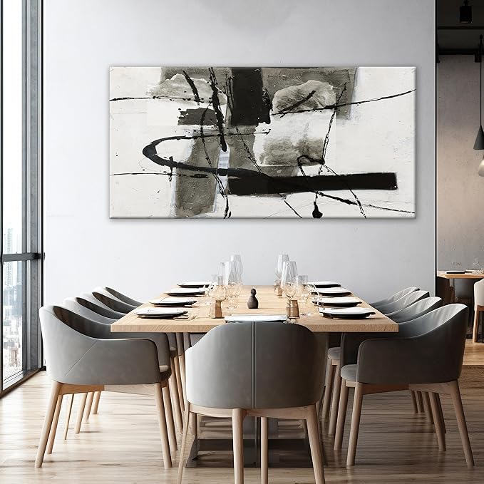 QSQ Abstract Wall Art Decor Canvas Wall Art For Living Room Modern Canvas Prints Painting For Wall Black And White Artwork For Home Hotel Decoration 24x48 Inch