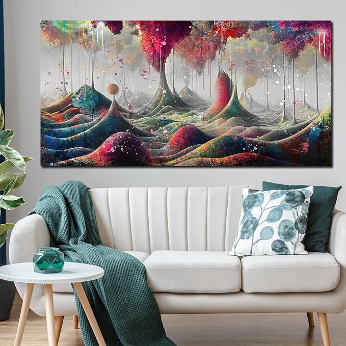 JKWALL77 Graffiti Canvas Wall-Art - Mountain Pictures Wall Decor Living Room Modern - large Wall Art Ready to Hang Size 59"x 29"