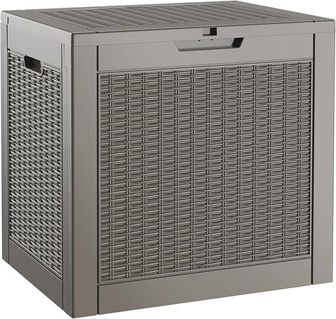 KAMABOKO 31 Gallon Outdoor Storage Box, Resin Deck Boxes Indoor and outdoor, Waterproof Storage Box Lockable Lid for Garden Tools, Package Delivery, Pool Supplies, Patio Cushions, Grey