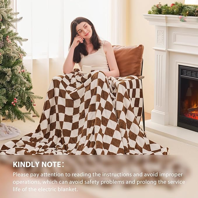 HomeMate Electric Blanket Heated Full Size - 72“x84“ Ultra Soft Cozy Flannel Heating Blanket with 10 Fast Heat Levels 8 Hours Auto Off Over-Heated Protection ETL Certification Keep Warm in Home Office