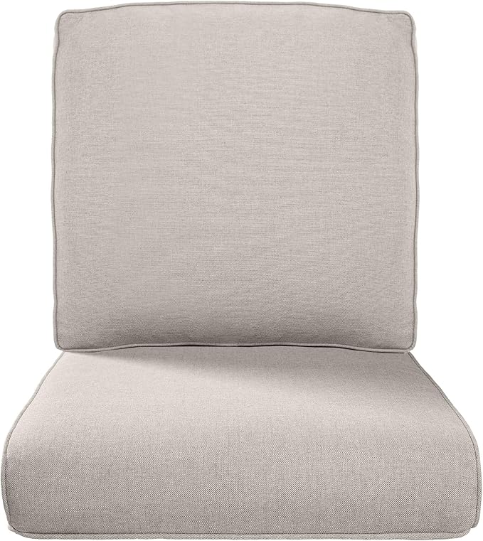 22x25/22x24 Outdoor Replacement Cushions - 1 Set High Back Deep Seat Patio Furniture Cushion for Wicker Dining Swivel Rocking Chairs Rattan Loveseat Couch Sectional Sofa - Beige/Classic