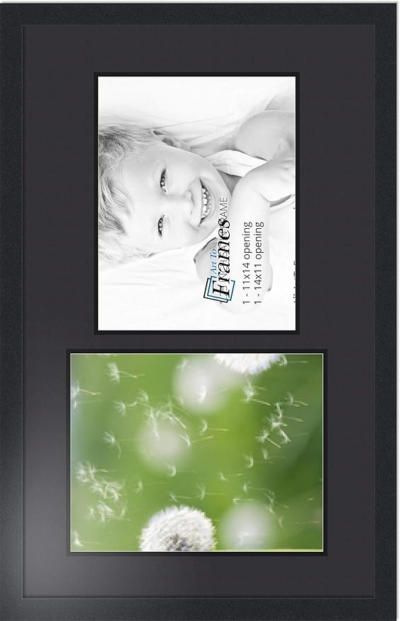 ArtToFrames Double-Multimat-778-89/89-FRBW26079 Collage Photo Frame Double Mat with 2-11x14 Openings and Satin Black Frame