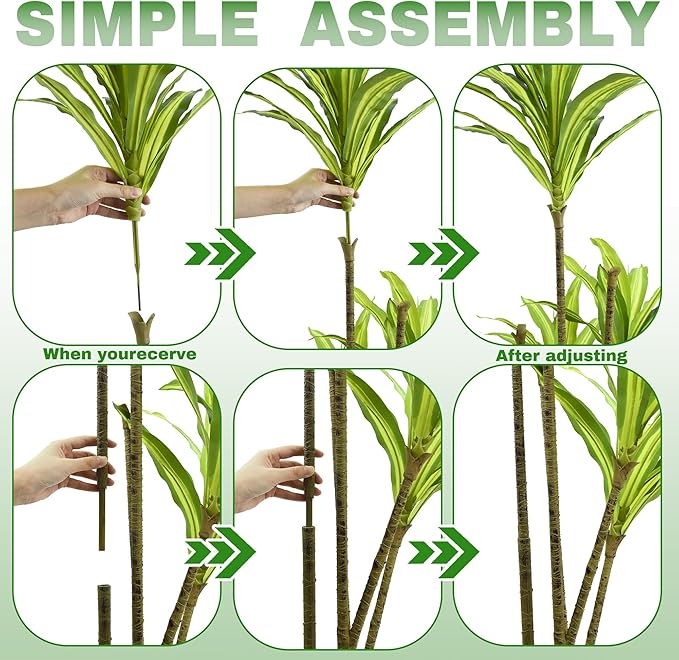 Faux Dracaena Tree 7ft(84in) Artificial Plant with Realistic Leaves and Trunks,Fake Floor Potted Tall Artificial Trees for Home Office Decor Indoor (7Feet,1Pack)