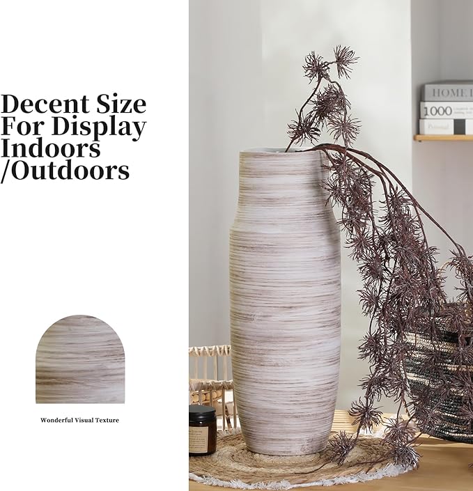 ALMA 17 inch Extra Tall White Ceramic Vases for Centerpieces Farmhouse Living Room Floor, Boho Pampas Grass Vase for Fireplace Mantel Decor, Modern Minimalist Rusic Floor Vase for Organic Home Decor