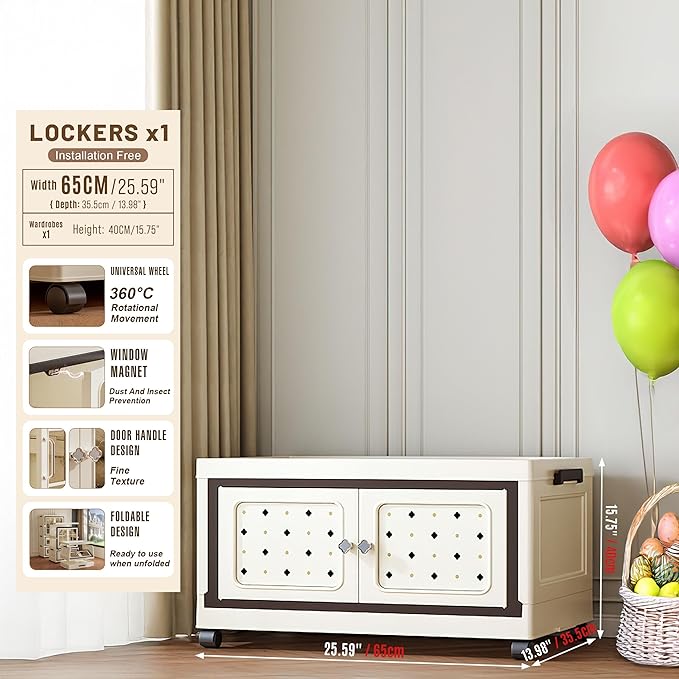 SunSettler Stackable Storage Bins with Lid, Plastic Collapsible Cabinet with Wheels, Large Closet Organizer, Foldable Storage Containers for Home and Office