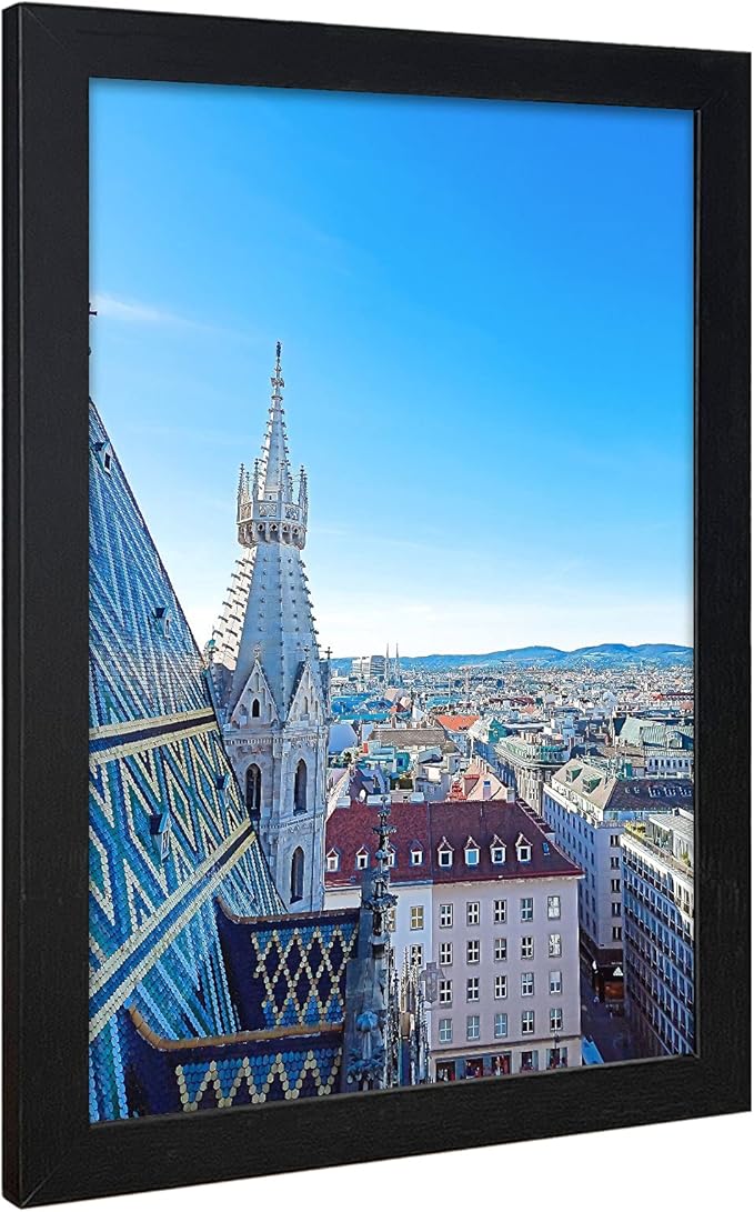VCK Poster Frames 12x18 Black Set of 5,Solid Wood Picture Frames for Wall Mounting Hanging Art and Puzzle Frame
