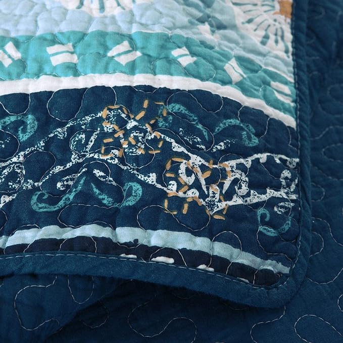 NEWLAKE Quilted Throw Blanket for Bed Couch Sofa, Boho Chic Pattern, 60X78 Inch