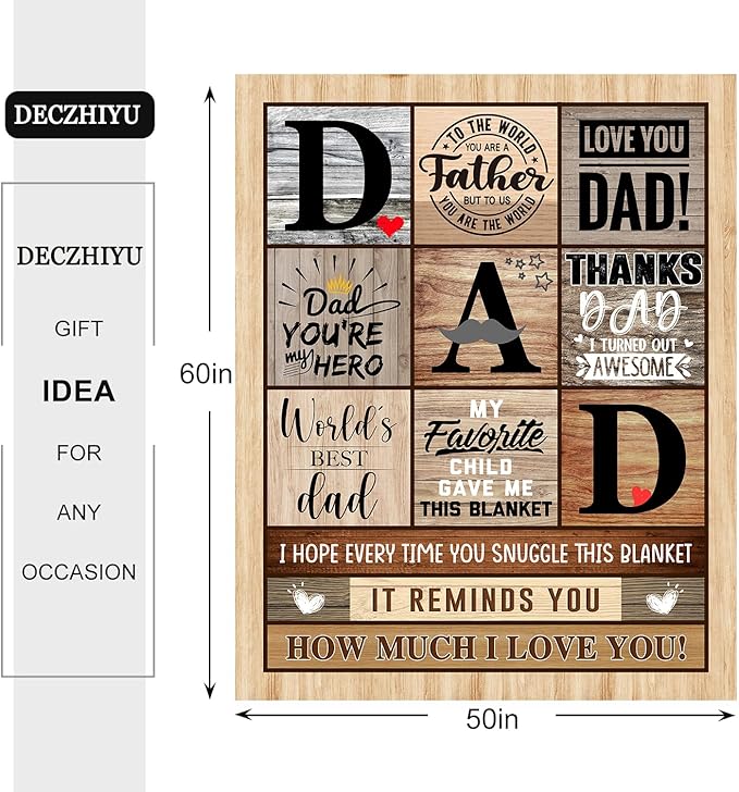 Gifts for Dad from Daughter Son - Fathers Day Dad Gifts for Birthday Valentines Day Christmas - Fathers Gift Ideas - 60"x50" Soft Flannel Blanket Gifts for Him Anniversary
