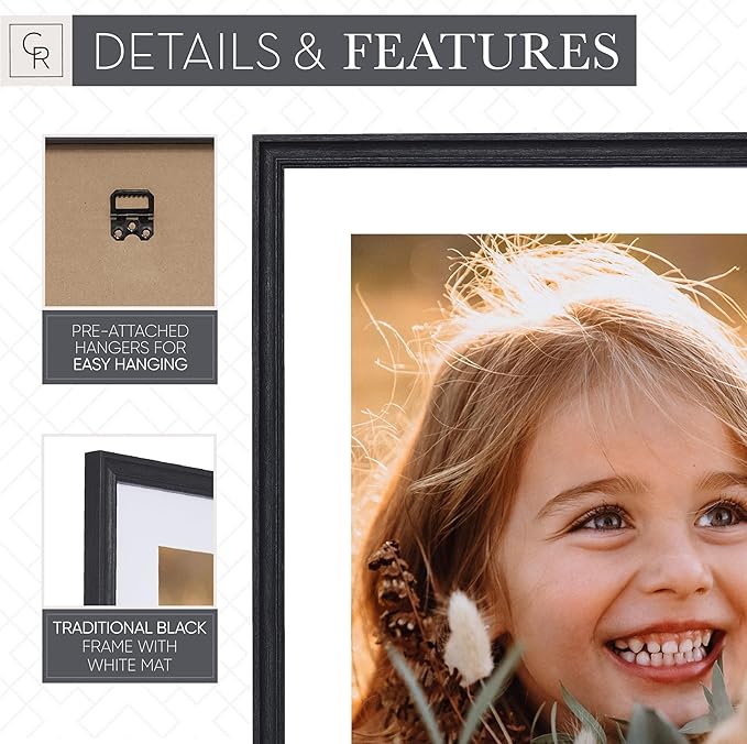 Camden Reed Set of Two Luxe Poster Frames Matted to 18x24 Inches, 22x28 Inch, Black