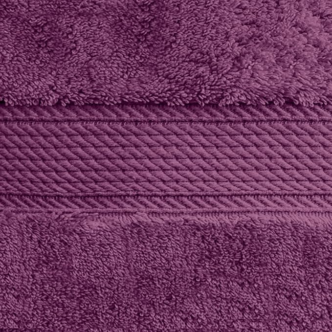 BLUENILEMILLS BNM Egyptian Cotton 4-Piece Towel Set, Includes 4 Hand Towels, Attached Loop for Easy Hanging and Storage, Hotel Quality, Perfect for Bathroom, Gym, Shower Space, or Spa, Plum