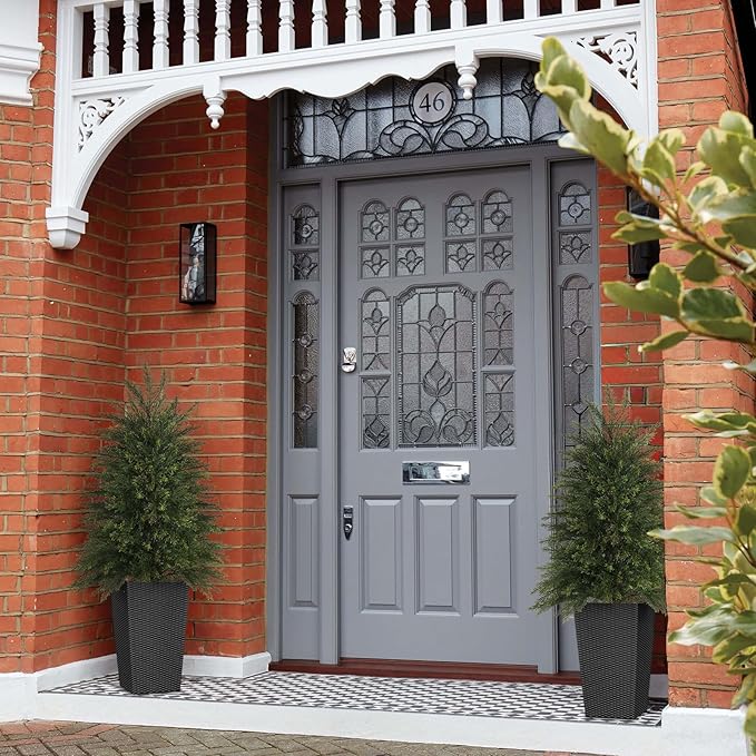 3FT Artificial Cedar Trees Set of 2, Realistic Faux Evergreen Topiary Bushes Plants, Outdoor Potted Fake Cypress Shrubs for Front Porch Garden Home Living Room Decor