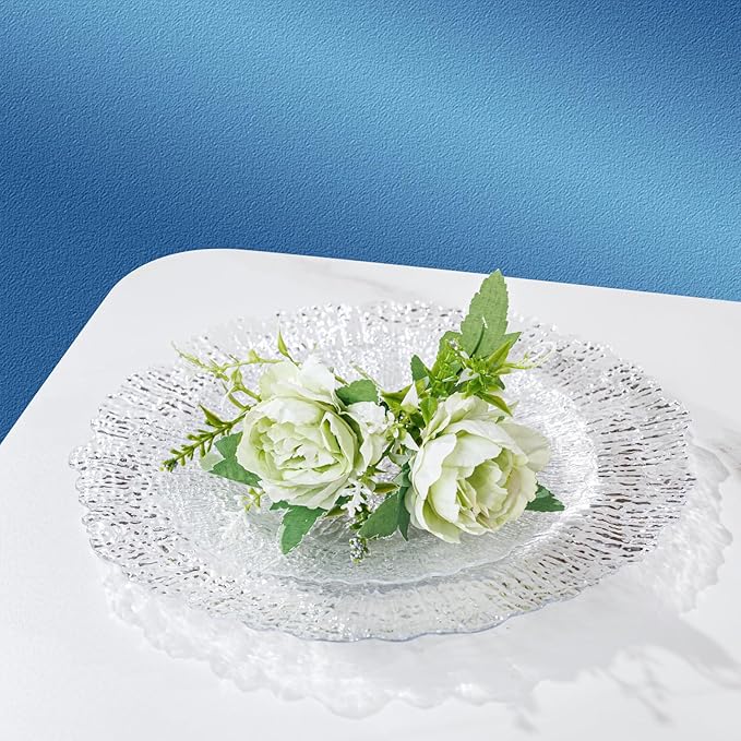 U-QE 60 Pieces Clear Plastic Plates for Party - Disposable & Reusable - Reef Disposable Plates - Premium Hard Plastic Plates for Wedding - Including 30 Dinner Plates 10 '' & 30 Dessert Plates 7 ''
