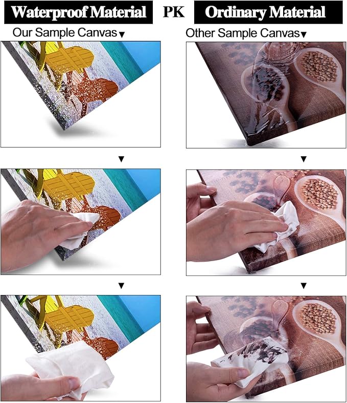 Beach Canvas Wall Art for Living Room, PIY Blue Sea with Colorful Chairs Picture Prints Decor, Relax Leisure Time Home Decorations (Waterproof, Bracket Mounted Ready Hanging, 24x48 Large)