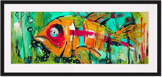 13.5x40 Frame with Mat - Black 16x43 Frame Wood Made to Display Print or Poster Measuring 13.5 x 40 Inches with White Photo Mat