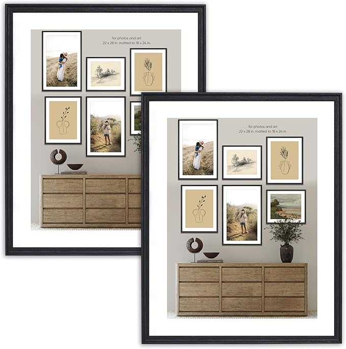 Camden Reed Set of Two Luxe Poster Frames Matted to 18x24 Inches, 22x28 Inch, Black