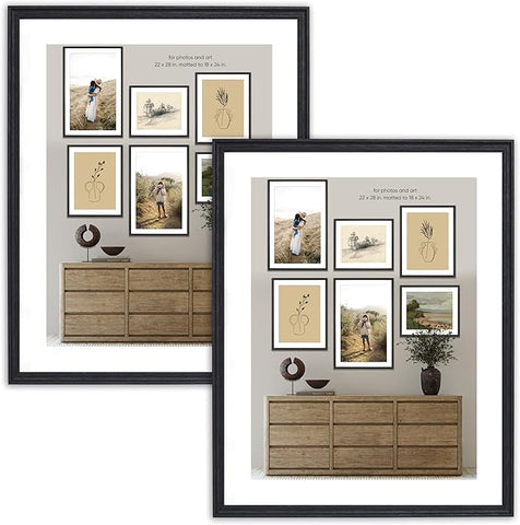 Camden Reed Set of Two Luxe Poster Frames Matted to 18x24 Inches, 22x28 Inch, Black