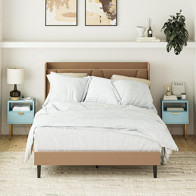 Nightstand,Morden Bedside Table with Gold Frame,Small White Night Stand,End Table,Bedside Furniture,Side Table with Drawer and Shelf for Bedroom,Living Room (1Drawer, Blue-Outlet)