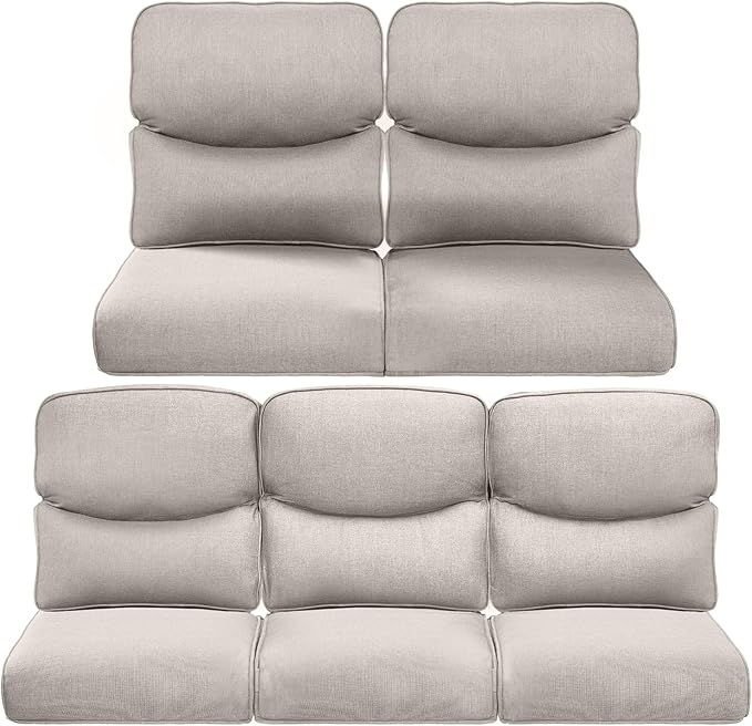 22x25/22x24 Outdoor Cushions for Patio 5 Piece Set - Set of 5 Water-Resistant Outside Cushion for Rattan Dining Rocking Swivel Chairs Loveseat Couch Sectional Sofa - Beige