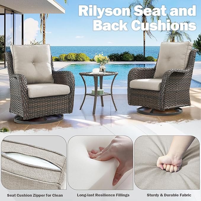 Patio Cushions for Outdoor Furniture - 22×24 Inch High Back and Deep Seating Outdoor Cushion for Patio Chairs Sofa Couch Loveseat Water Resistant(Beige/1 Set/Button)