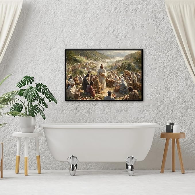Christian Wall Art Print, Religious Scripture Biblical Decor, Faith-Based Inspirational Landscape with Cross, Digital Printed Canvas Poster for Church, Home Chapel, Prayer Room Decor