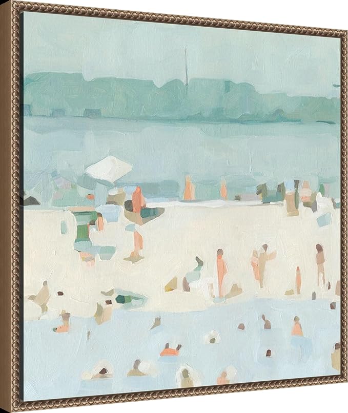 Amanti Art Framed Canvas Wall Art 22x22 Sea Glass Sandbar I by Emma Scarvey, Framed Wall Art Canvas, Abstract Artwork, Traditional Decor, Medium Poster Painting for Living Room, Bedroom, Bathroom,