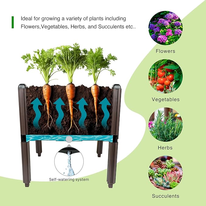 Holy Fire Elevated Raised Garden Bed - Ideal for Patio, Balcony, Yard - Grow Veggies, Flowers, and Plants - Outdoor Gardening Solution - Durable Container for Garden Supplies (2 Set - B)