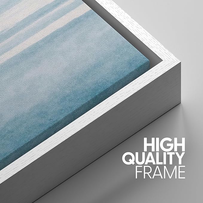 SIGNWIN 3 Piece Framed Canvas Wall Art Blue Sky Watercolor Nature Wilderness Illustrations Abstract Traditional Relax/Calm Home Artwork Decoration for Living Room,Bedroom - 16"x24"x3 White
