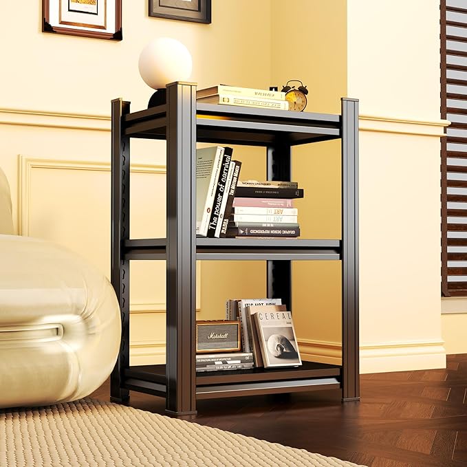 Tall Bookshelf with Open Shelves, Metal Office Book Shelf, Adjustable Organizer Bookcase, Standing Storage Organizer Shelf for Living Room (20W*14" D*32" H)