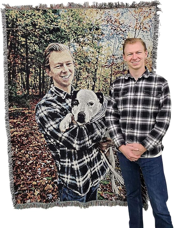 Pure Country Weavers Personalized Woven Photo Blanket - Not Printed - Custom Gift Picture Tapestry Throw 100% Cotton - Made in The USA (72x54)
