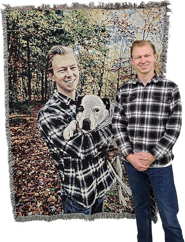Pure Country Weavers Personalized Woven Photo Blanket - Not Printed - Custom Gift Picture Tapestry Throw 100% Cotton - Made in The USA (72x54)