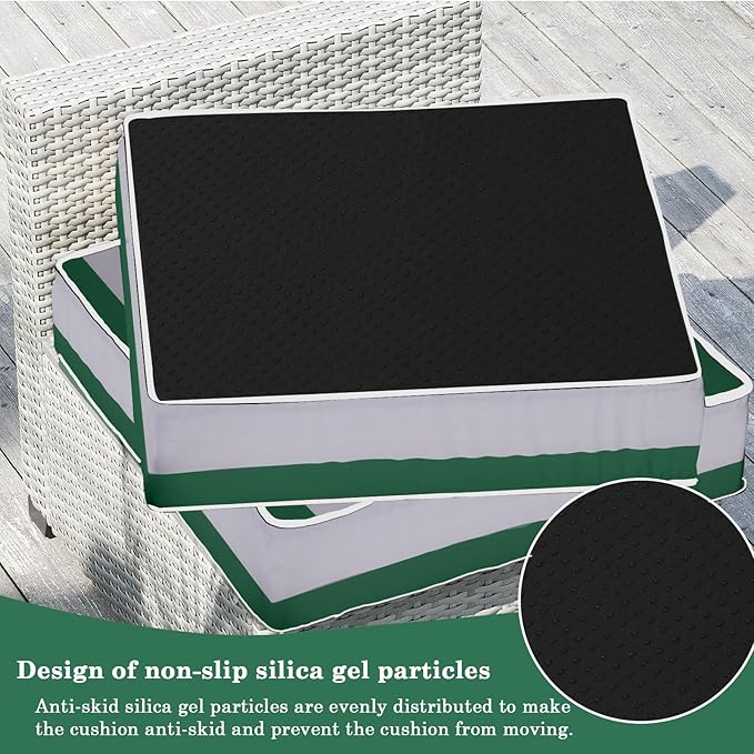 Outdoor Furniture Replacement Cushions, 14 Pcs Water-Resistant Replacement Sofa Cushion for Patio Garden Porch (Liner&Cover,Only Cushions No Sofa) (Green and White Stripes)