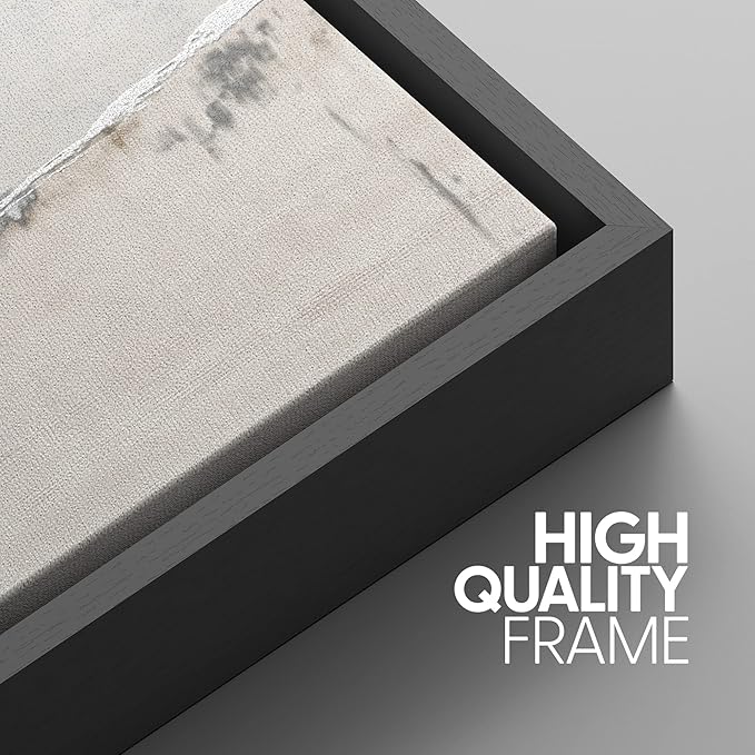 SIGNWIN Framed Canvas Print Wall Art Set Industrial Grunge White Gray Landscape Shapes Abstract Illustrations Modern Art Decorative Nordic Zen for Living Room, Bedroom, Office - 16"x24"x3 Black