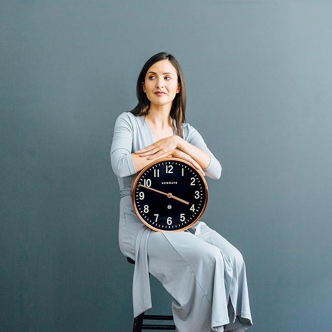NEWGATE® Master Edwards Wall Clock | Mid Century Style Clock | 12 inch | Deep Metal case with Copper/Rose Gold Finish | Modern Retro Design for Kitchen, Living Room or Office