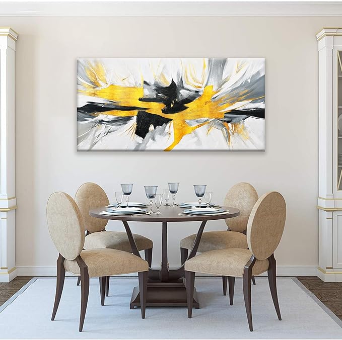 TAIJXAGSG Black And Gold Wall Art Abstract Painting Wall Decor Living Room Modern 24" X 48" Canvas Art Wall Decor White Wall Art Canvas Prints Artwork Pictures For Kitchen Bedroom