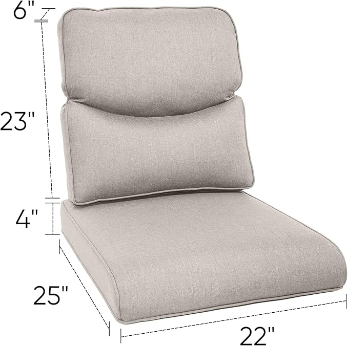 22x25/22x24 Outdoor Replacement Cushion - 1 Set High Back Deep Seat Patio Furniture Cushions for Rattan Dining Swivel Rocking Chairs Rattan Loveseat Couch Sectional Sofa - Beige/Smile