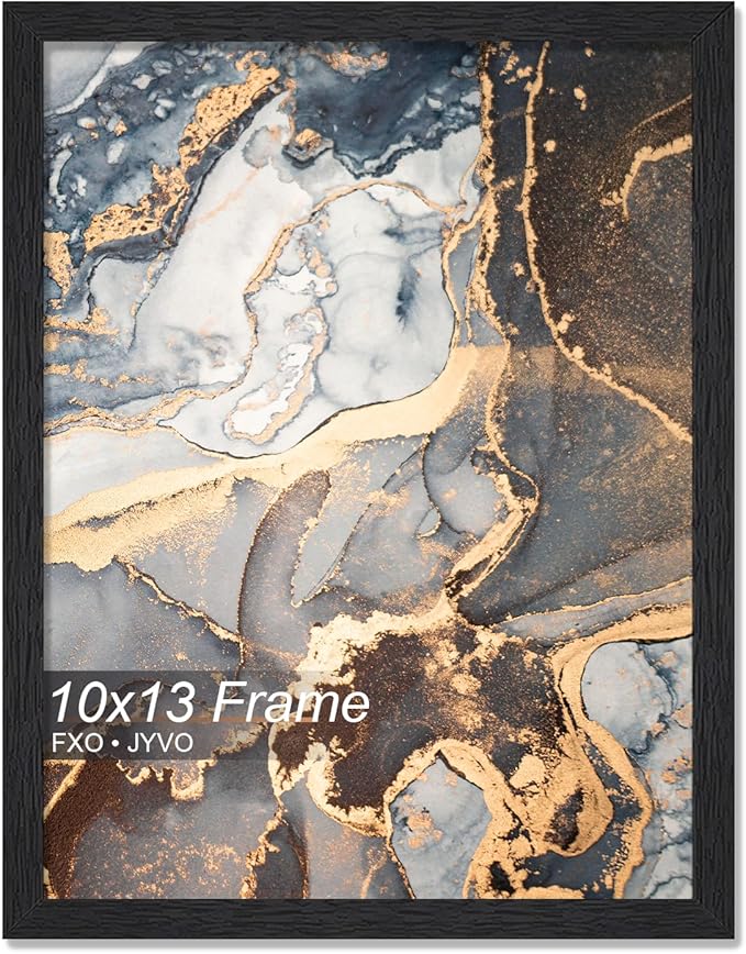 Engineered Wood 10x13 Picture Frame, Black Frame for 10 x 13 Inch Picture Poster Photo, Light Weight 10 by 13 Frame with Wood-grain for Wall - 1 Pack/Black/10 x13