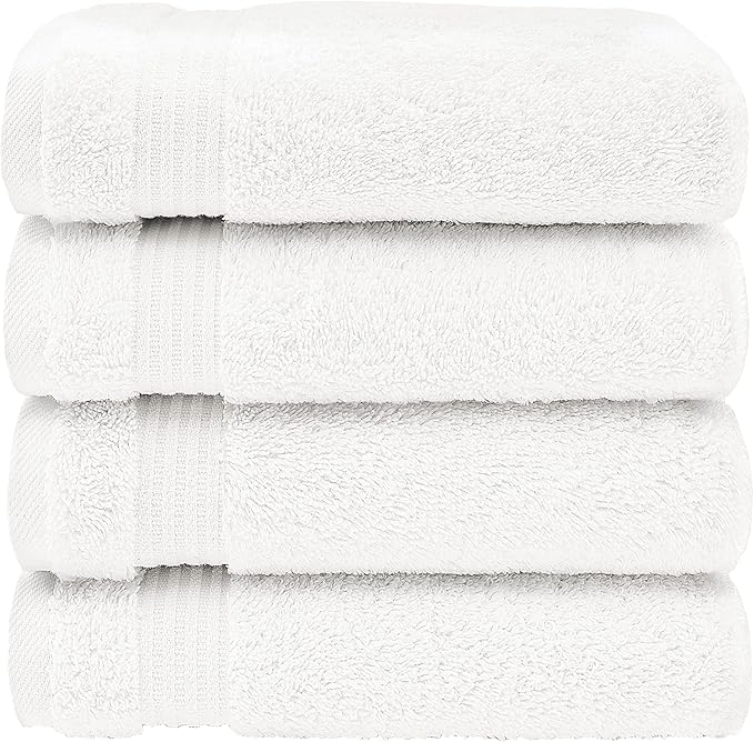 American Veteran Towel, Hand Towels for Bathroom Set of 4, 100% Cotton Turkish Hand Towel Sets Clearance Prime, Soft Drying Hand Face Towels, White Hand Towels
