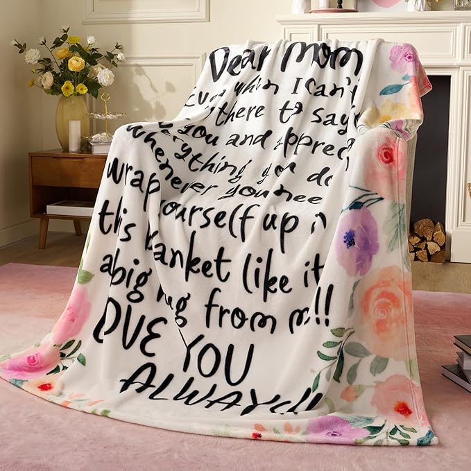Joiedomi Birthday Gifts for Mom Soft Flannel Mom Blanket for Women Wife Grandma Mothers Day Anniversary Present from Daughter Son 50" x 60" Pink