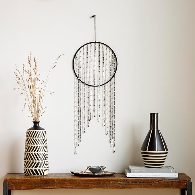 Mark&Day Wall Hanging, Wiesmath Bohemian/Global Farmhouse Black Tapestry Wall Hanging for Living Room, Bedroom, Office or Kitchen (30"H x 12"W)