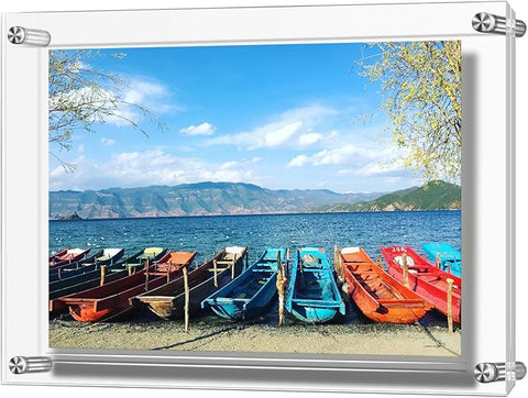 AMEITECH Acrylic Floating Picture Frame, 11x14 Double Panel Clear Wall Mount Document Certificate Frames (Inner Max Size is 9 x12.5 inch)