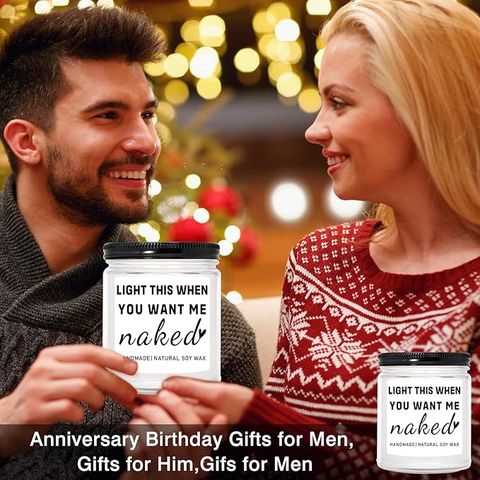 Homsolver Gifts for Boyfriend Husband Men Couples, Funny Birthday Anniversary Wedding Valentines Christmas Romantic Gifts for Boyfriend, Husband, Men, Naughty Unique Lavender Candle