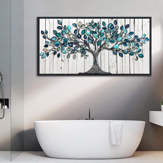 CHATYOUNG Large Canvas Wall Art - Abstract Framed Wall Art Neutral Green Leaves Tree Textured Pictures Artwork for Living Room Bedroom Dining Room Office Kitchen Home Decor 58"x29"