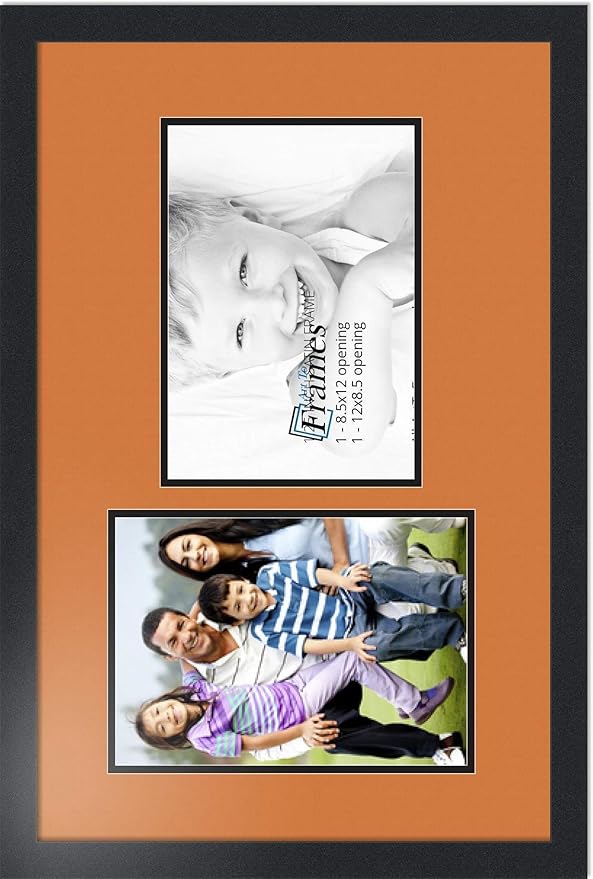 ArtToFrames Collage Photo Frame Double Mat with 2 - 8.5x12 Openings and Satin Black Frame