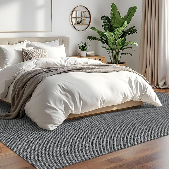 IOHOUZE Washable Area Rug 6x9 Non Slip Rubber Backed Rugs for Living Room, Dining Room Rugs Bedroom Rug, Woven Indoor Floor Carpet for Living Room Nursery, Dark Grey