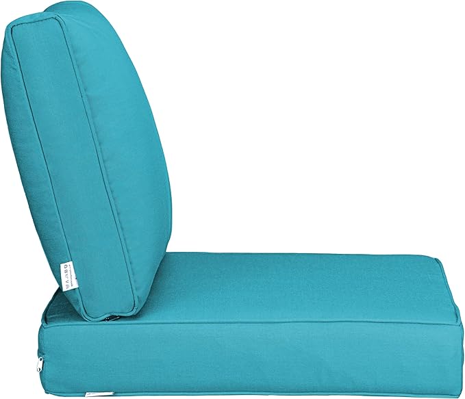 UIXE Outdoor Deep Seat Cushion Set with Slipcovers, Patio Furniture Cushions & Back Pad, Water-Resistant Outdoor Cushion Covers Backyard Sectional Sofa Cushions for Bistro Chair - Teal Blue