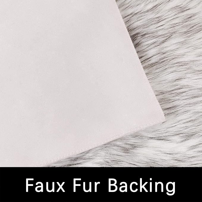 Latepis White and Grey Faux Fur Rug 3x5 Area Washable Fluffy Rugs for Bedroom Living Room Rugs for Sofa Cushion Pet Mats Luxury Home Decor