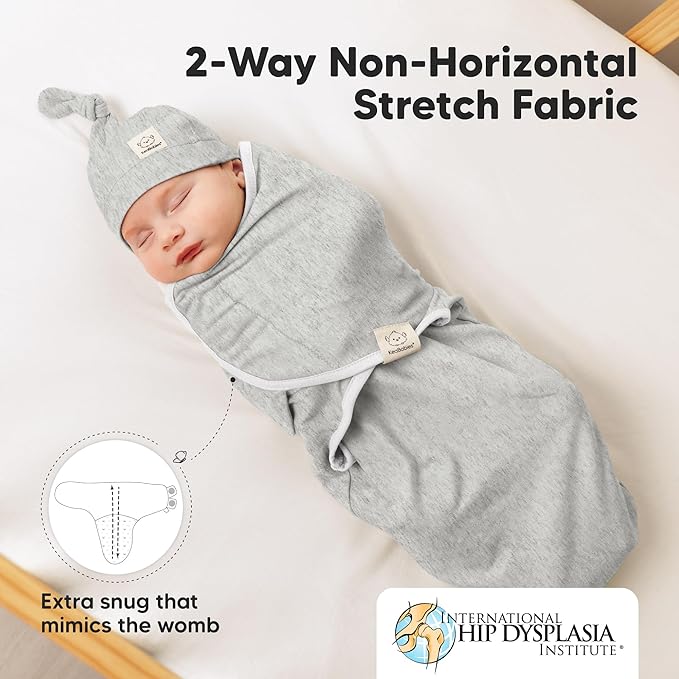 KeaBabies 3-Pack Swaddles for Newborns, Girls, Boys with Hats - Organic Soft Baby Sleep Sacks, Breathable Baby Swaddle 3-6 Months Beanies Set, Premie Infant Sleep Sack 0-3 Months (Aspire)