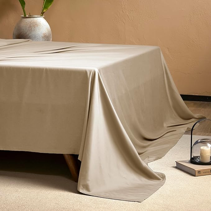 EVERLY California King Sheets Set,Luxuriously 400 Thread Count Organic Viscose Derived from Bamboo Bed Sheet,Cooling Sheets for California King Size 4 Piece Deep Pockets Bedding Sheets-Champagne